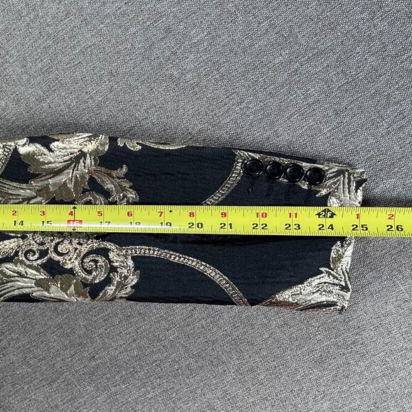 Cielo Single Breasted Blazer Tuxedo Jacket Men's 40R Black Gold Floral NWT - Picture 12 of 13